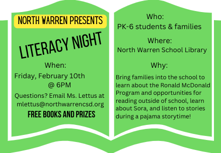2/10/23 Literacy Night 6 pm NWCS Library